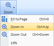 Zoom, Fit to Page, Zoom In, Zoom Out