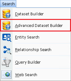 Search Menu Advanced Dataset Builder