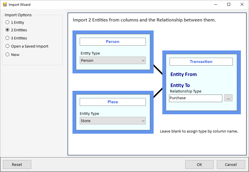 Import Wizard 2 Entities and 1 Relationship
